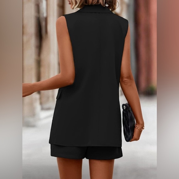 TWO PIECE SET SHIRT & SHORTS SETS  BUTTON THROUGH VEST AND SHORTS SET - Picture 2 of 2